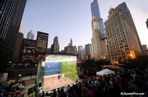 The McWIL court is set up in Chicago for the 2009 US Open
